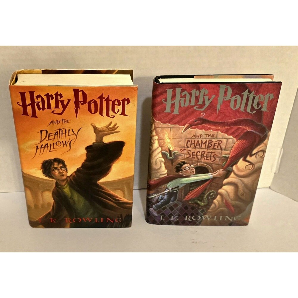 Harry Potter J. K. Rowling HC Books Chamber Secrets 1999 and Death Hallows 2007
